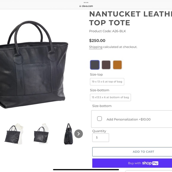 CLAVA NANTUCKET LEATHER TOTE - Picture 11 of 13